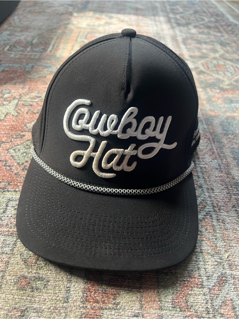 Revolution Black Cap with White Cowboy Hat Embroidery